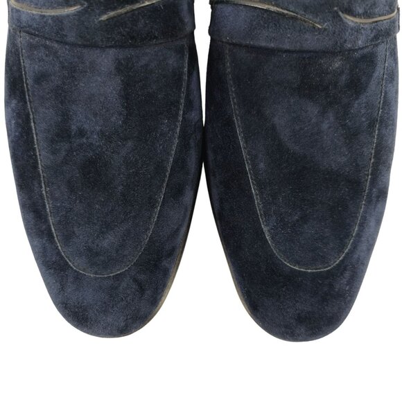 NEW Vintage Pierre Cardin Paris Navy Blue Suede Loafer Mens 10 Italy Dress Shoes - Picture 4 of 10